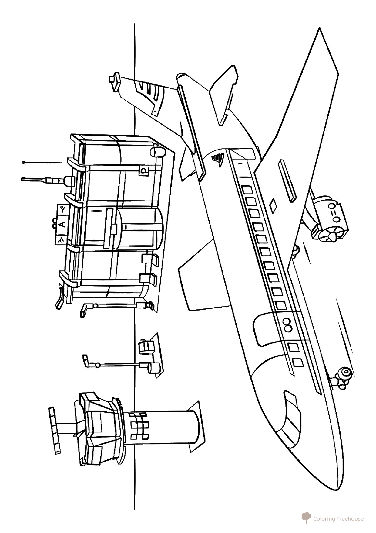 Airplane at the Airport Coloring Page free printable Airplane Coloring Pages coloring page