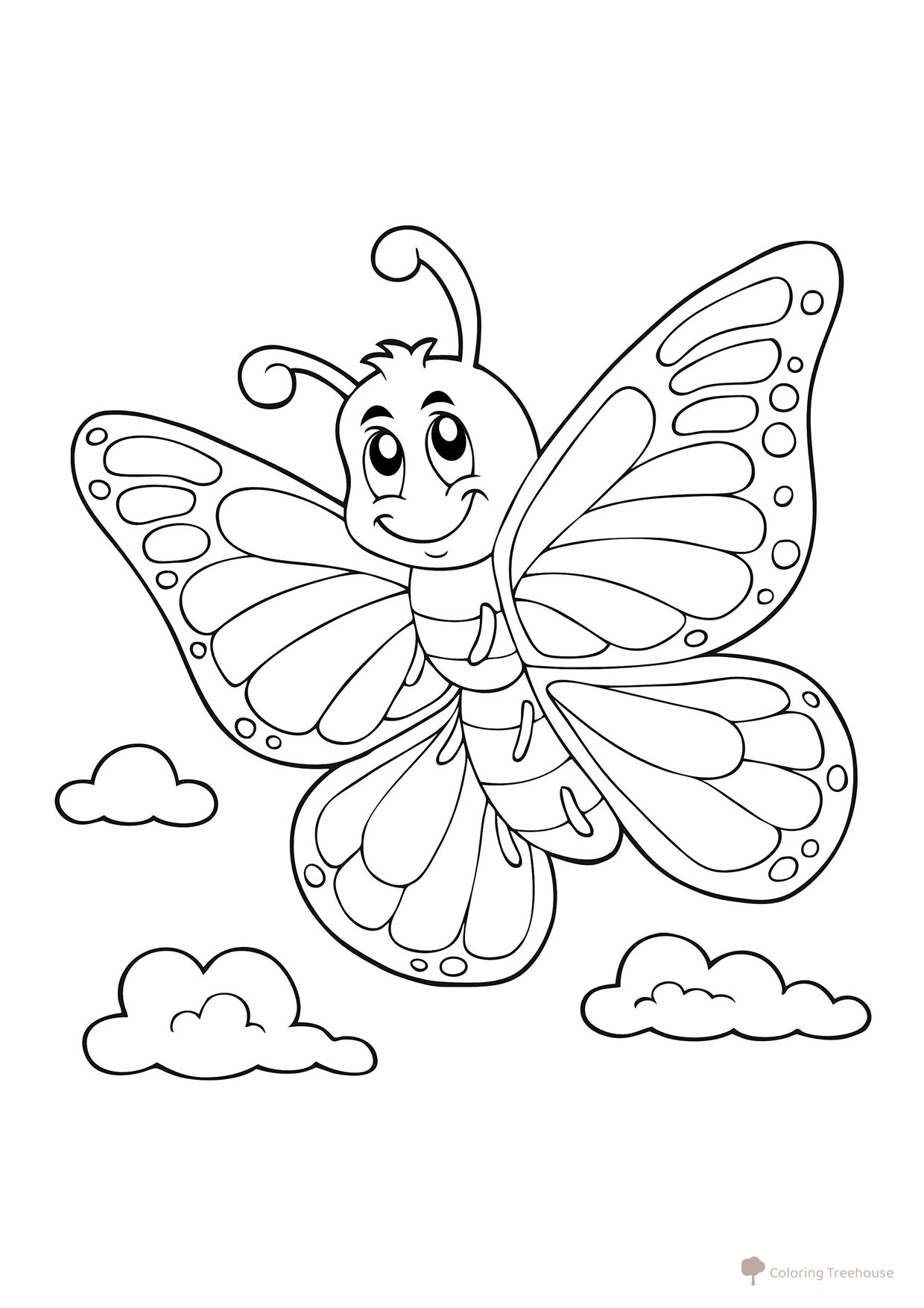 Beautiful Butterfly Coloring Page for Kids free printable Butterfly Coloring Pages and Flowers coloring page