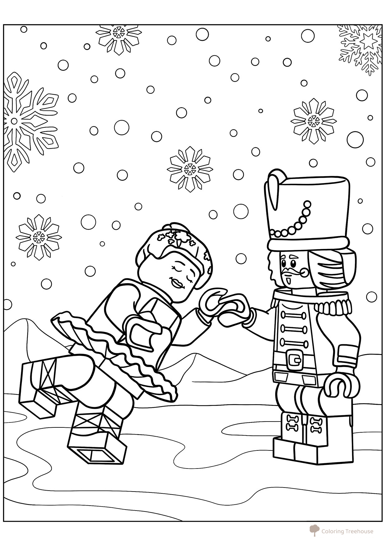 Lego Cascanueces bailando con el hada Draje - Página para colorear dibujo para colorear gratis de Páginas para colorear Cascanueces