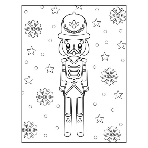 Simple Nutcracker with Snowflakes Coloring Page free printable Nutcracker Coloring Pages coloring page