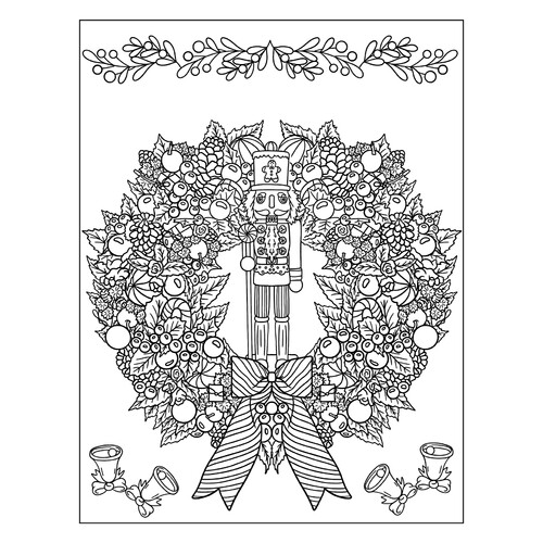 Nutcracker and Christmas Wreath Coloring Page free printable Nutcracker Coloring Pages coloring page