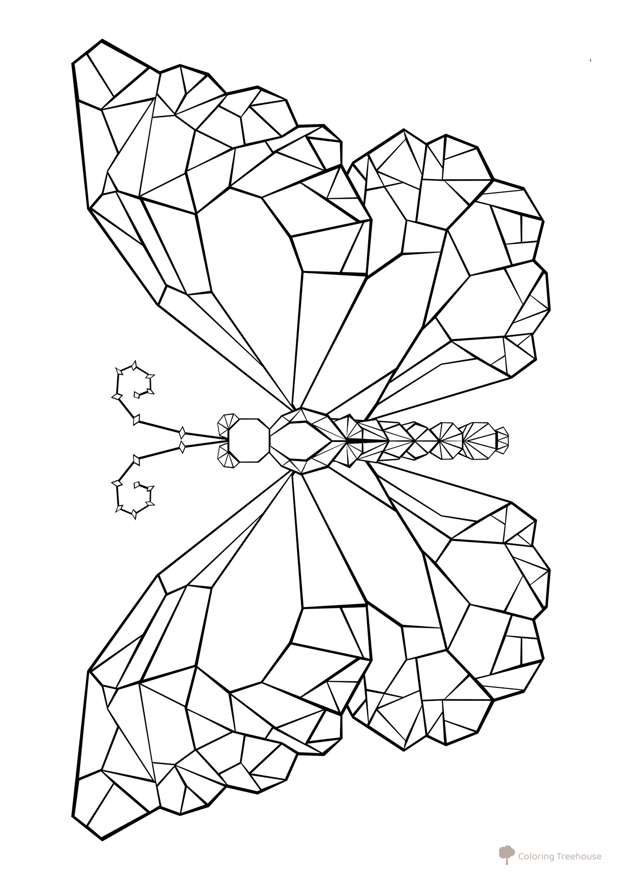 Crystal Butterfly Coloring Page free printable Butterfly Coloring Pages and Flowers coloring page
