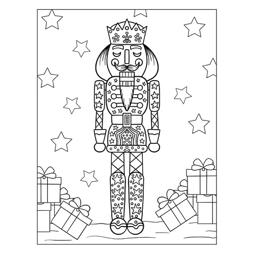 Nutcracker with Gifts Coloring Page free printable Nutcracker Coloring Pages coloring page