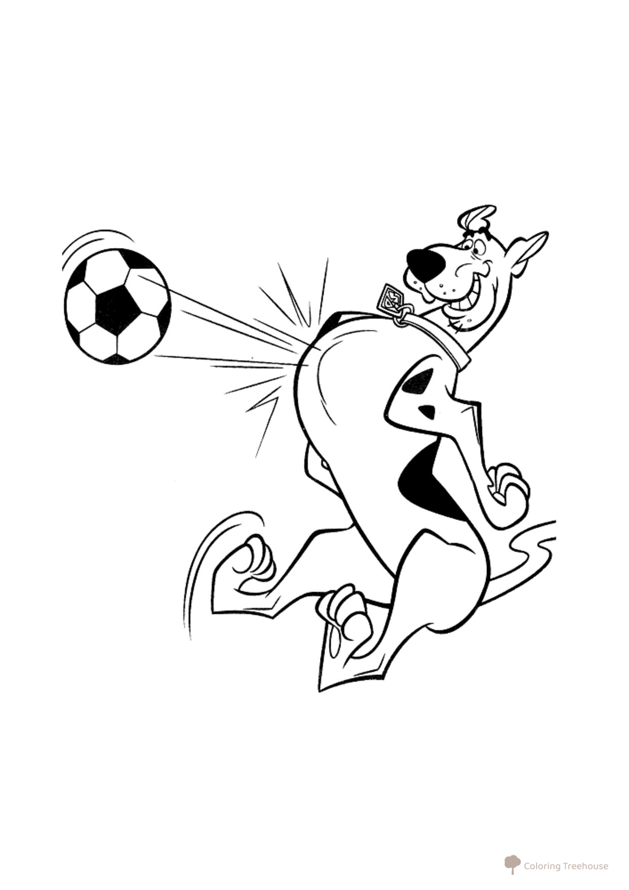 Página para colorear de Scooby-Doo con una pelota dibujo para colorear gratis de Páginas para colorear de Scooby-Doo