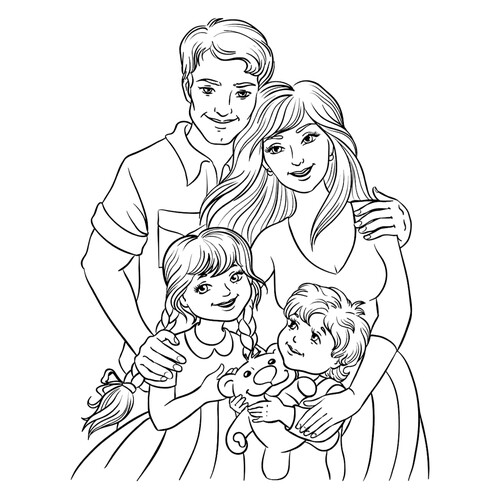 Friendly Family Coloring Page free printable Family Coloring Pages coloring page
