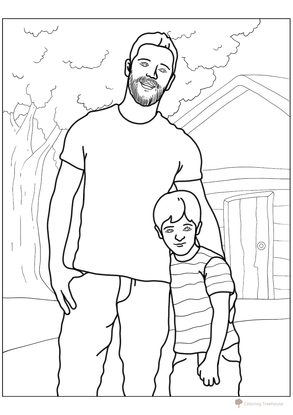 Father and Son Coloring Page free printable Family Coloring Pages coloring page