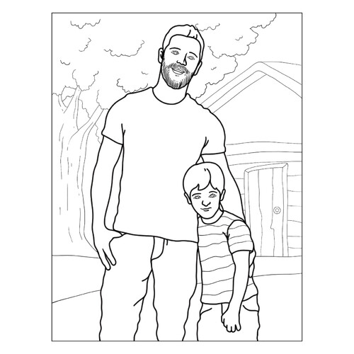 Oteц y hijo — página para colorear dibujo para colorear gratis de Páginas para colorear: Familia