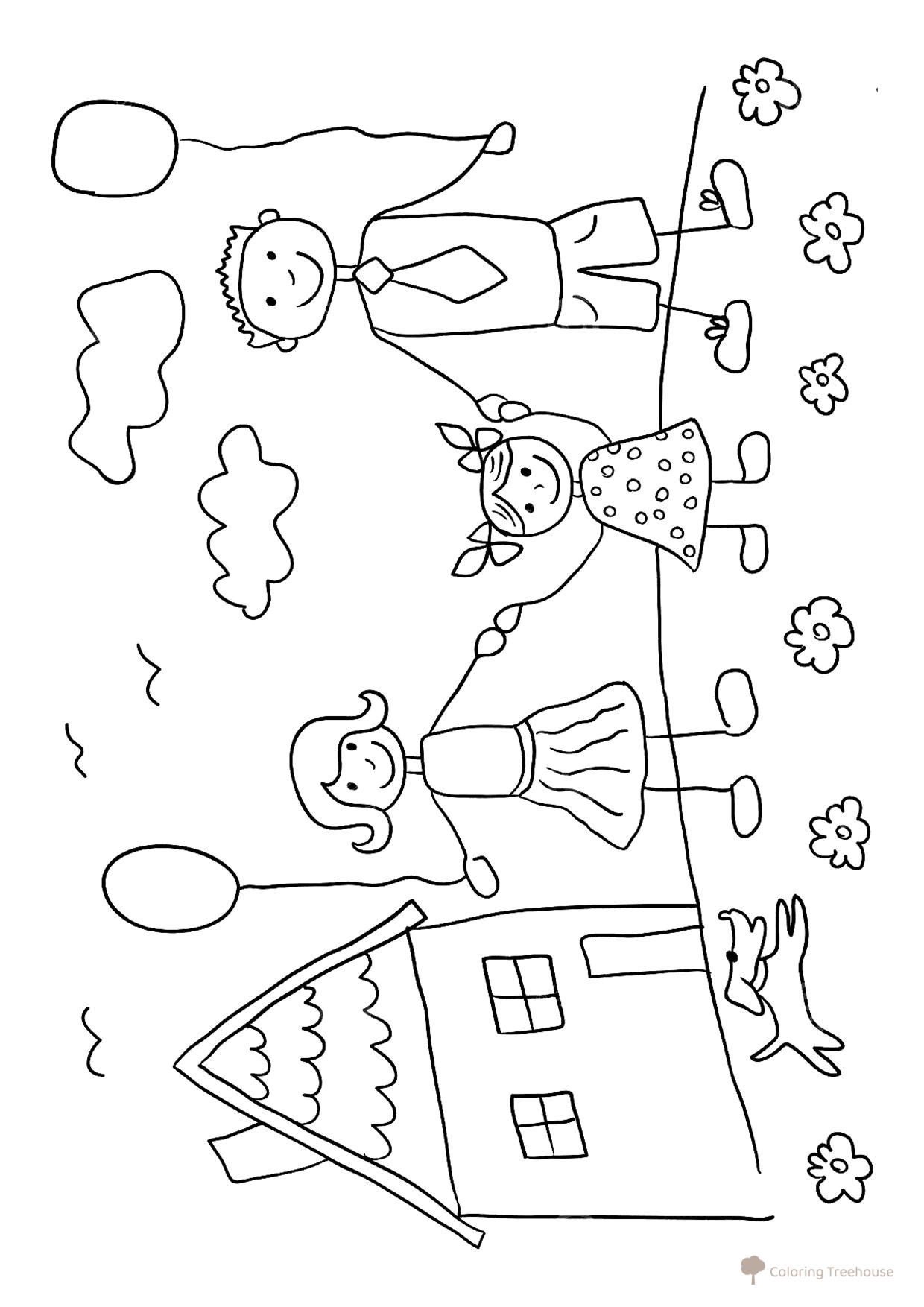 Libro para colorear «Dibujo sencillo de la familia» dibujo para colorear gratis de Páginas para colorear: Familia