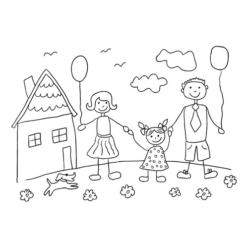 Libro para colorear «Dibujo sencillo de la familia» dibujo para colorear gratis de Páginas para colorear: Familia