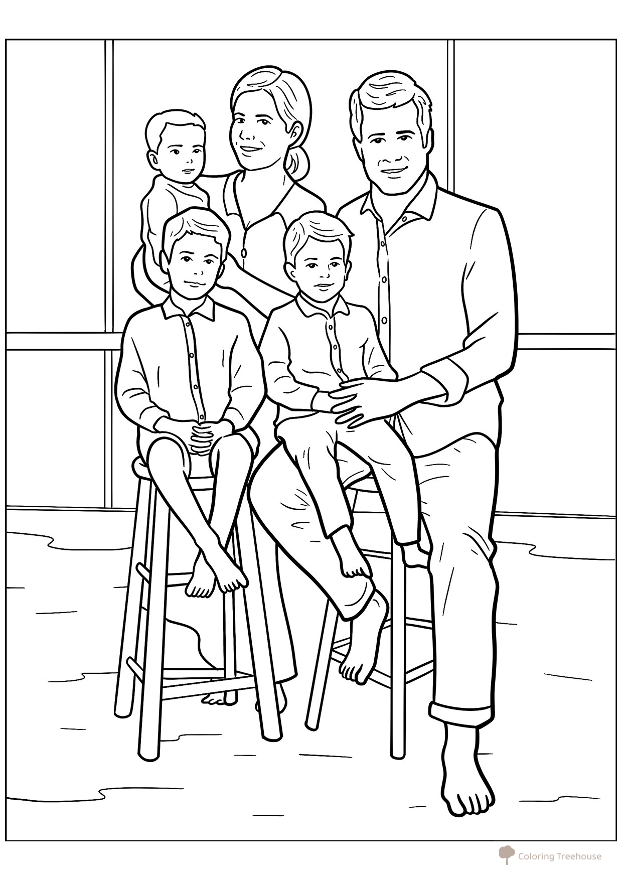 Realistic Family Portrait Coloring Page free printable Family Coloring Pages coloring page