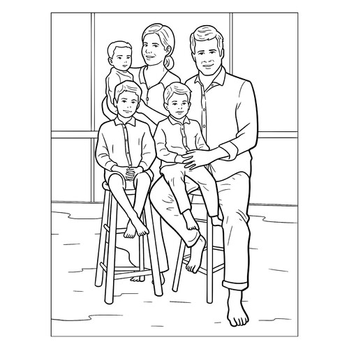 Realistic Family Portrait Coloring Page free printable Family Coloring Pages coloring page