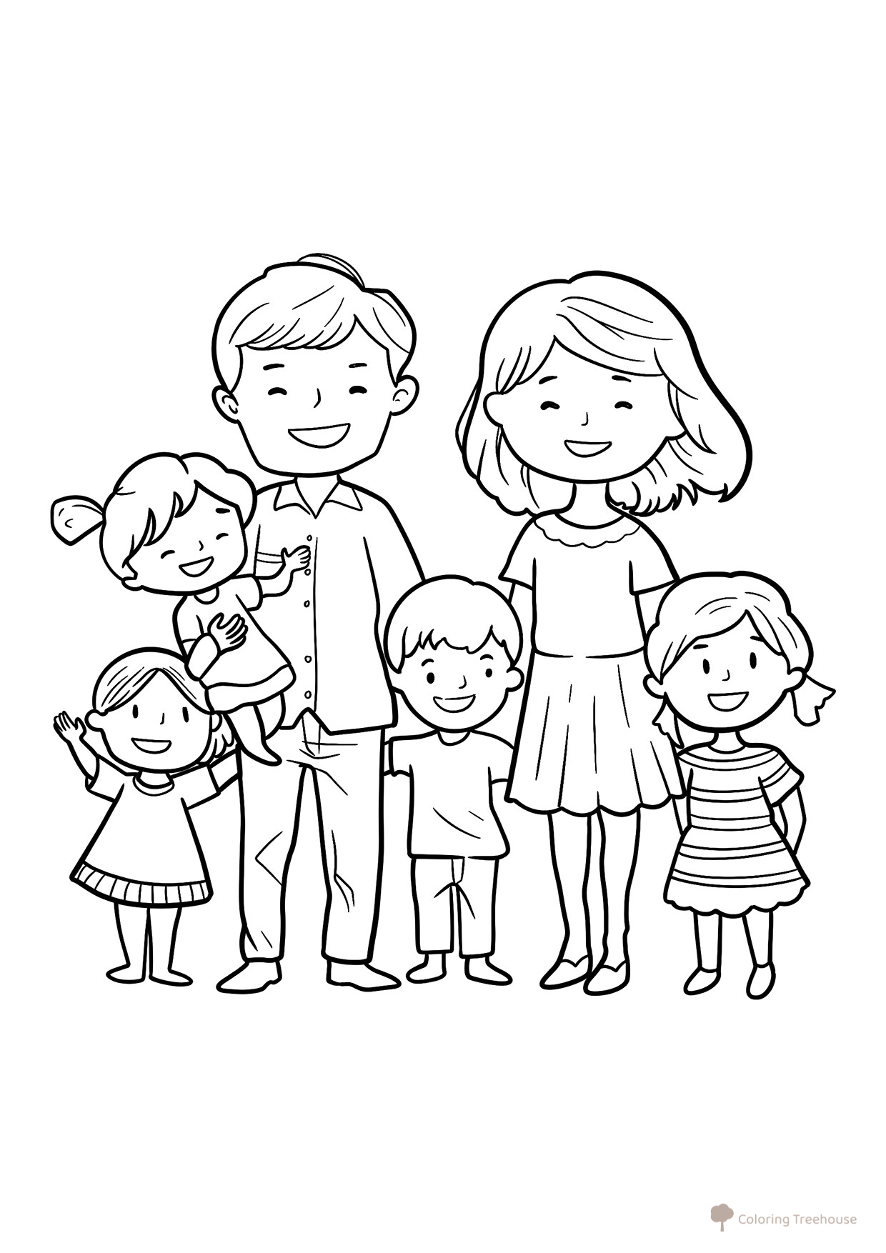 Parents with Children Coloring Page free printable Family Coloring Pages coloring page