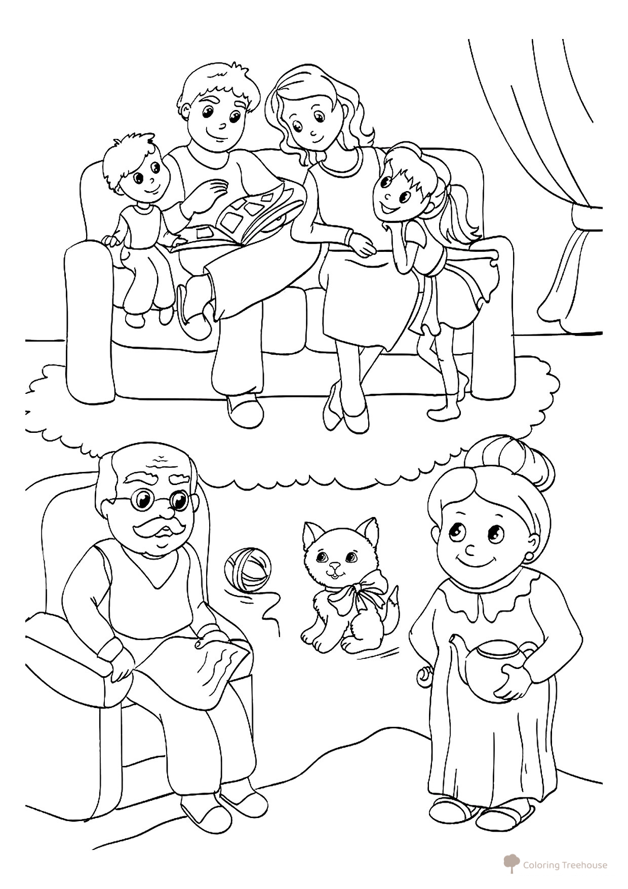 Family Evening Coloring Page free printable Family Coloring Pages coloring page