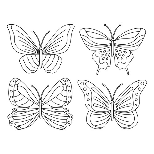 Conjunto de 4 mariposas para colorear dibujo para colorear gratis de Mariposas – láminas para colorear. Mariposas y flores