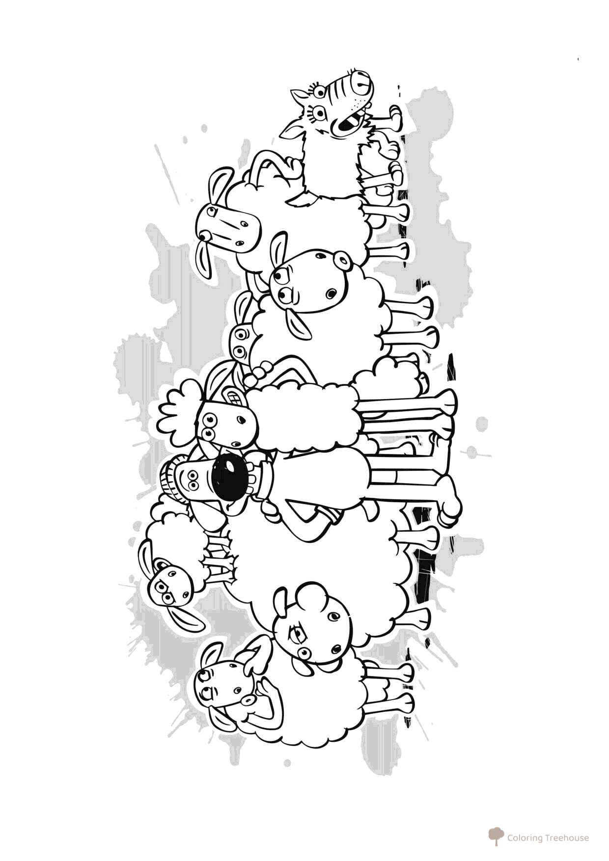 Página para colorear: Baranek Shaun y sus amigos dibujo para colorear gratis de Páginas para colorear de Shaun, la oveja (Shaun the Sheep)