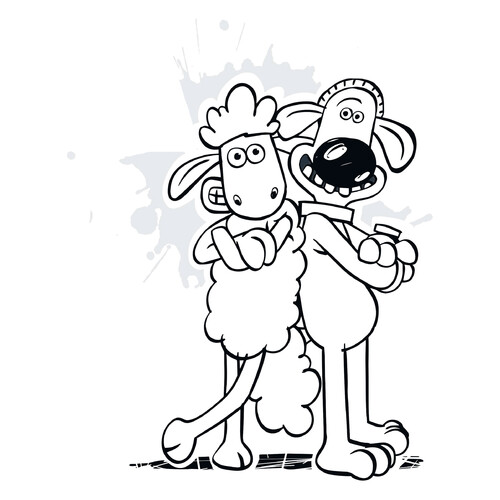 Shaun the Sheep and Bitzer Coloring Page free printable Shaun the Sheep Coloring Pages coloring page
