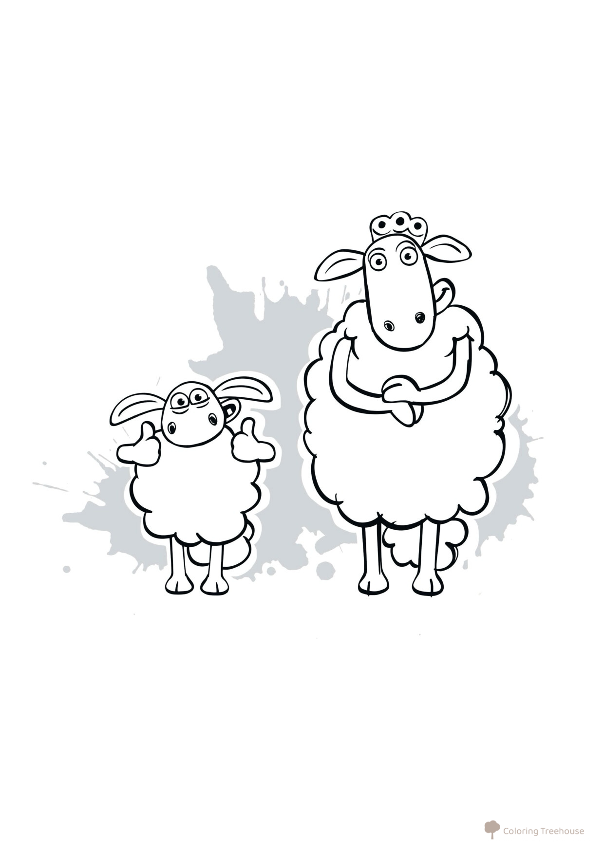 Página para colorear: Timmi y la madre de Timmi dibujo para colorear gratis de Páginas para colorear de Shaun, la oveja (Shaun the Sheep)