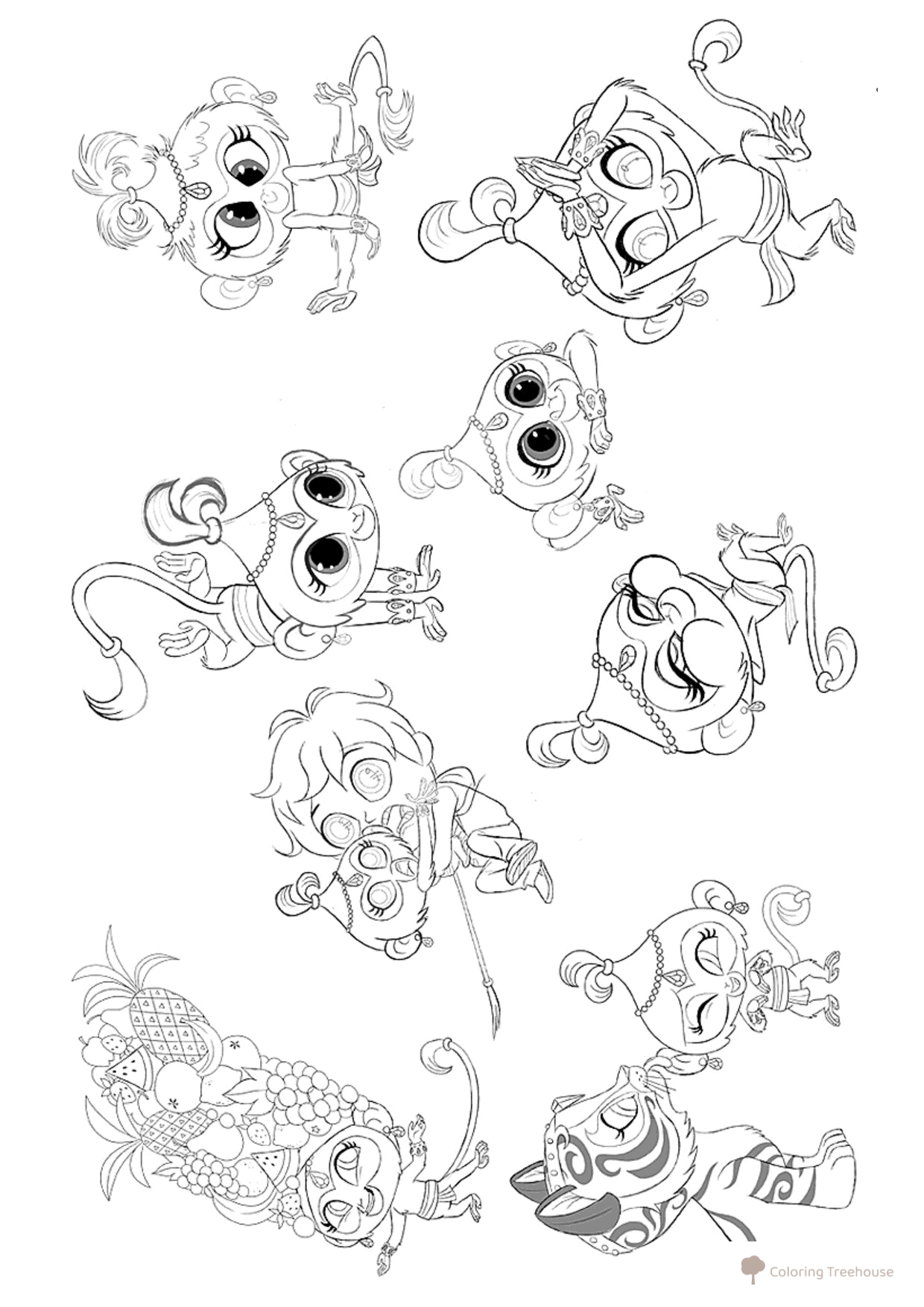 Dibujo para colorear: Monita Tala dibujo para colorear gratis de Páginas para colorear de Shimmer y Shine