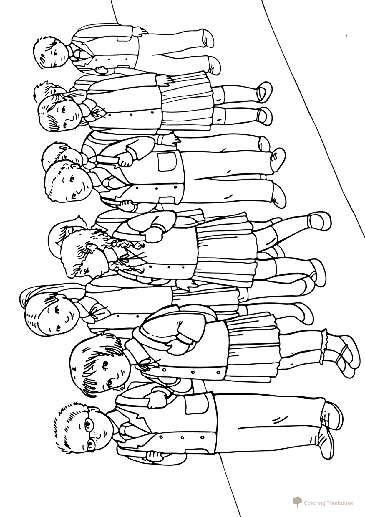 Libro para colorear 'Niños en formación' dibujo para colorear gratis de Páginas para colorear del 1 de septiembre