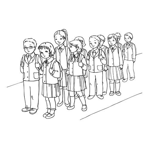 Libro para colorear 'Niños en formación' dibujo para colorear gratis de Páginas para colorear del 1 de septiembre