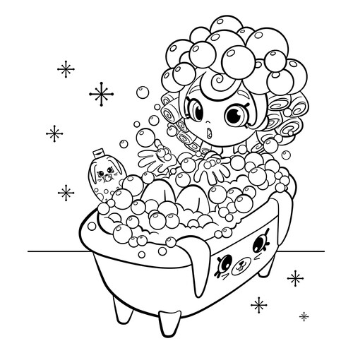 涂色页:泡泡丽莎在浴缸里 免费可打印Shopkins 涂色页涂色页