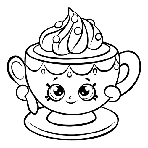 Shopkins Tiny Teacup Coloring Page free printable Shopkins Coloring Pages coloring page
