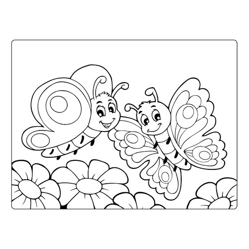 Página para colorear Mariposas sonrientes dibujo para colorear gratis de Mariposas – láminas para colorear. Mariposas y flores