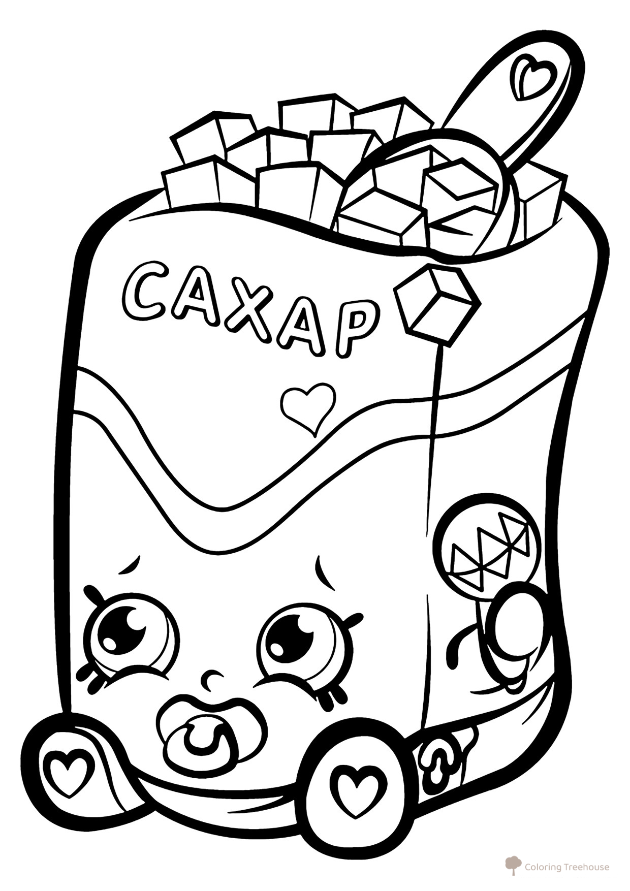 Página para colorear Shopkins "Kusochki sakhara" dibujo para colorear gratis de Páginas para colorear de Shopkins
