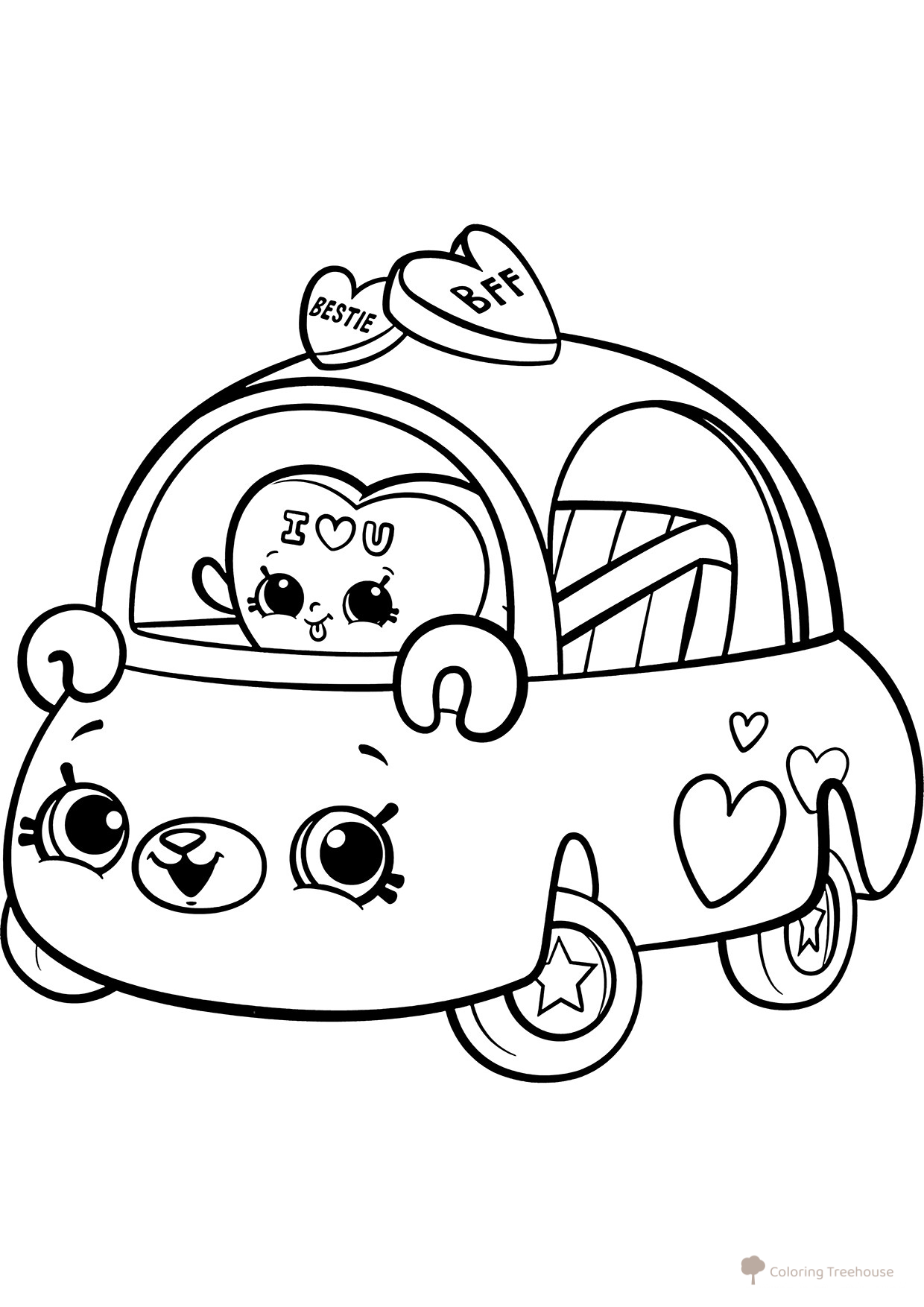 Shopkins Car Coloring Page for Girls free printable Shopkins Coloring Pages coloring page