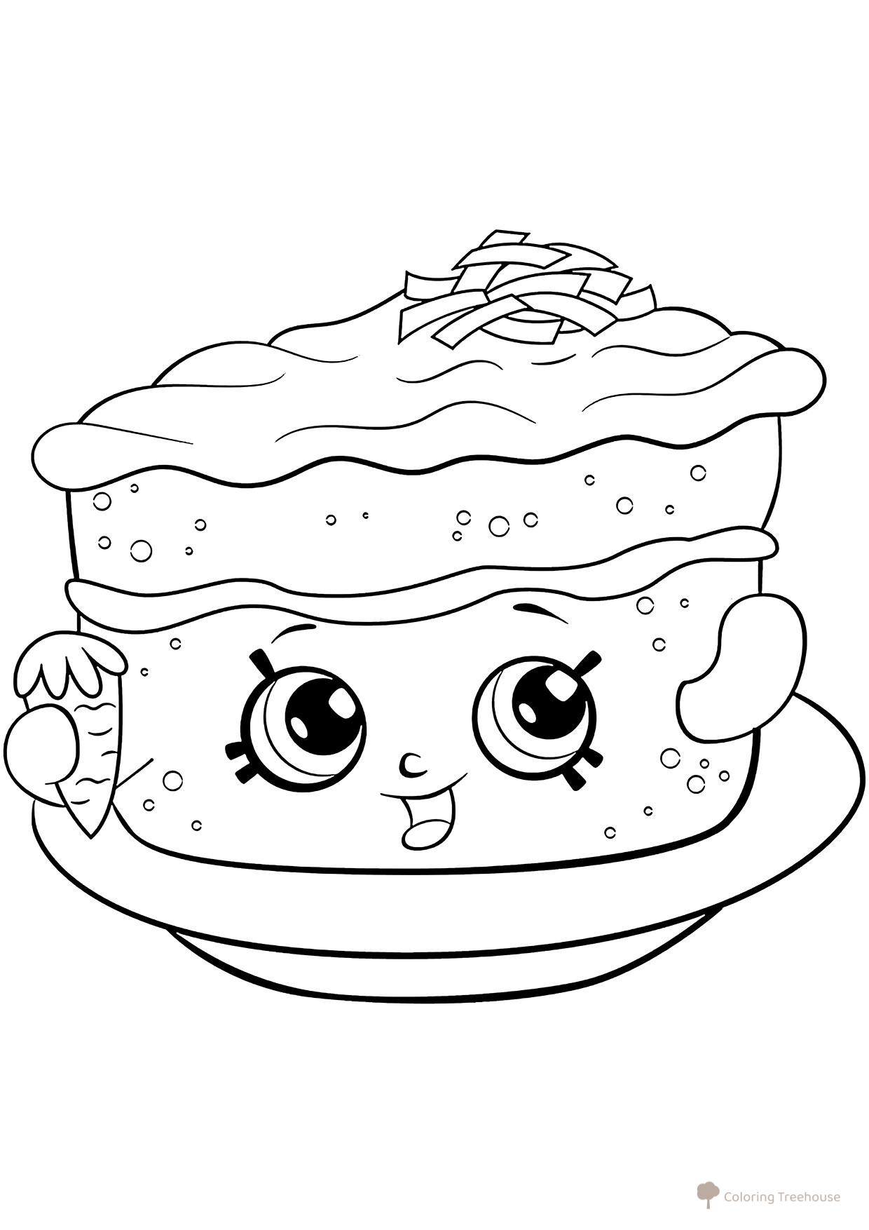 Dibujo para colorear Shopkins: Pastel de zanahoria dibujo para colorear gratis de Páginas para colorear de Shopkins