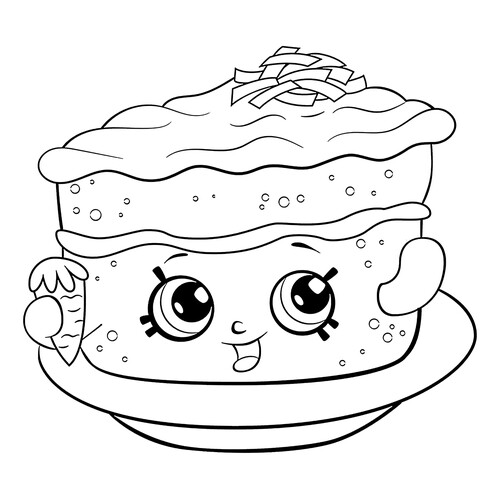 Dibujo para colorear Shopkins: Pastel de zanahoria dibujo para colorear gratis de Páginas para colorear de Shopkins