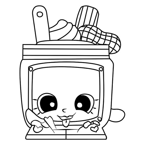 Página para colorear Shopkins: Mantequilla de Nueces dibujo para colorear gratis de Páginas para colorear de Shopkins