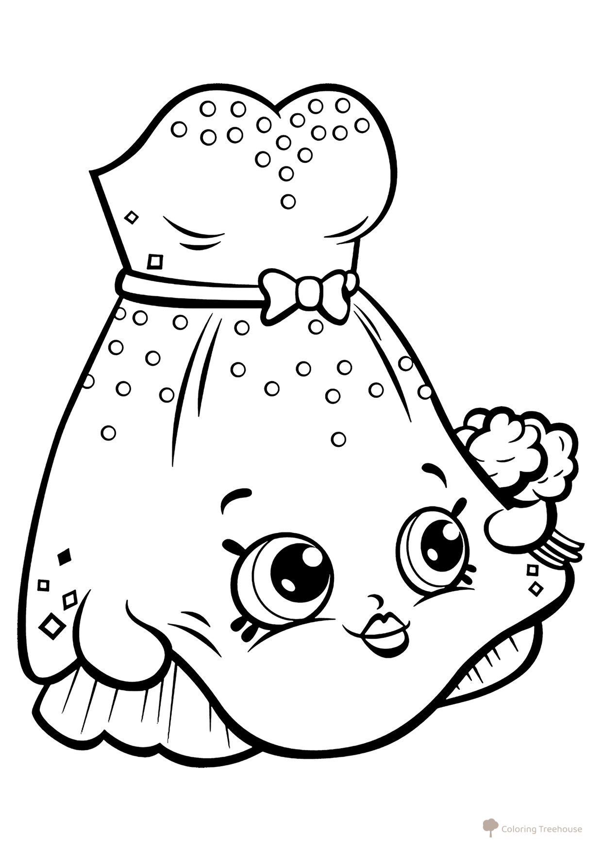 Página para colorear: Shopkins — Vestido de novia dibujo para colorear gratis de Páginas para colorear de Shopkins