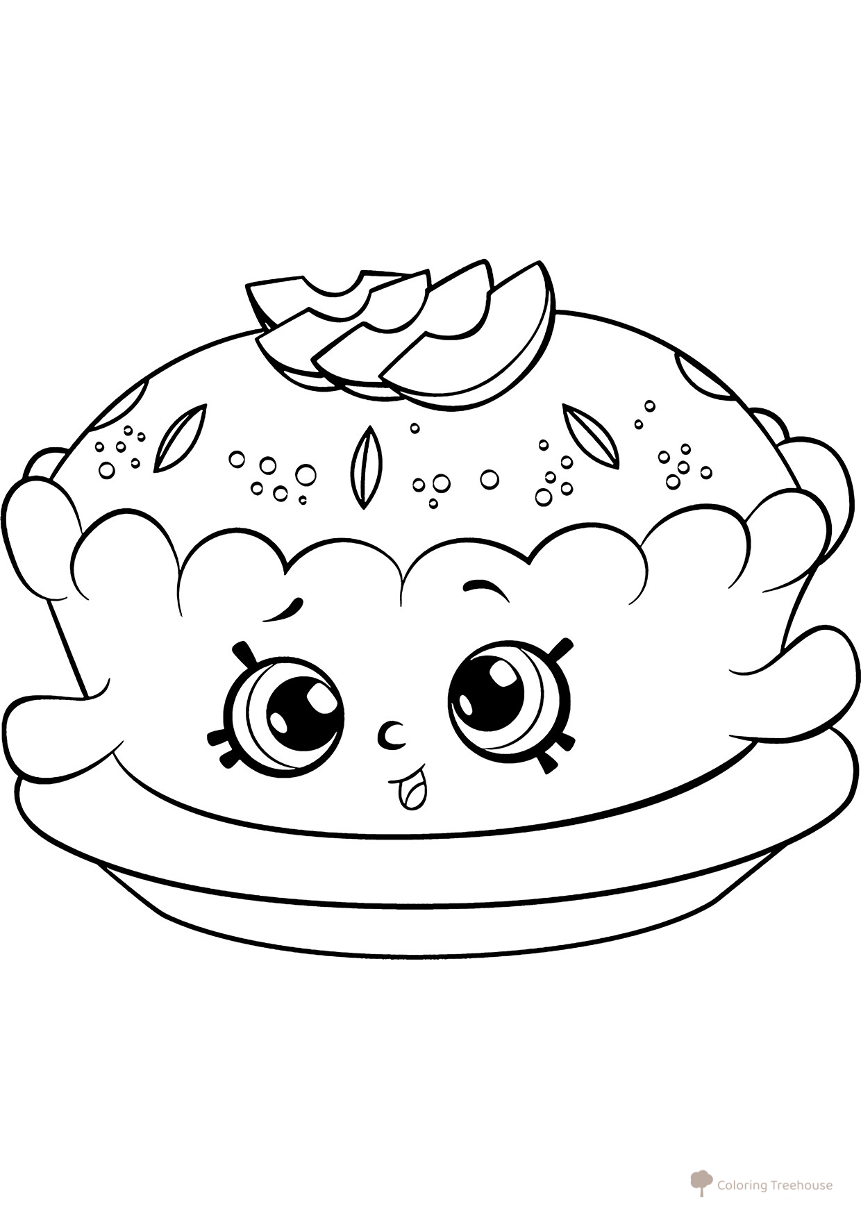 Página para colorear Shopkins: Tarta de manzana dibujo para colorear gratis de Páginas para colorear de Shopkins