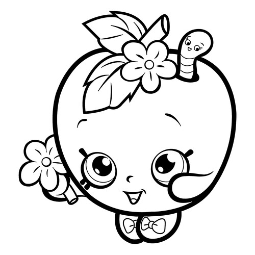 填色页:Shopkins(小小购物)—苹果花朵 免费可打印Shopkins 涂色页涂色页