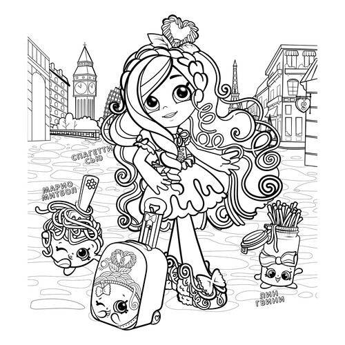 着色页:Shopkins 角色“Spaghetti Sue”(意大利面苏) 免费可打印Shopkins 涂色页涂色页