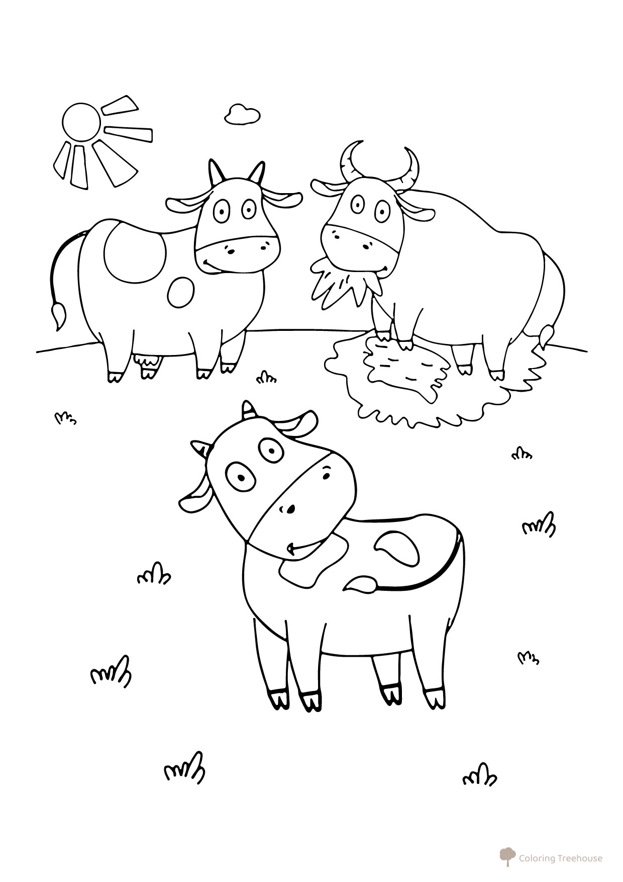 Página para colorear: Vacas en el prado (del tractor azul) dibujo para colorear gratis de Páginas para colorear de Tractor Azul