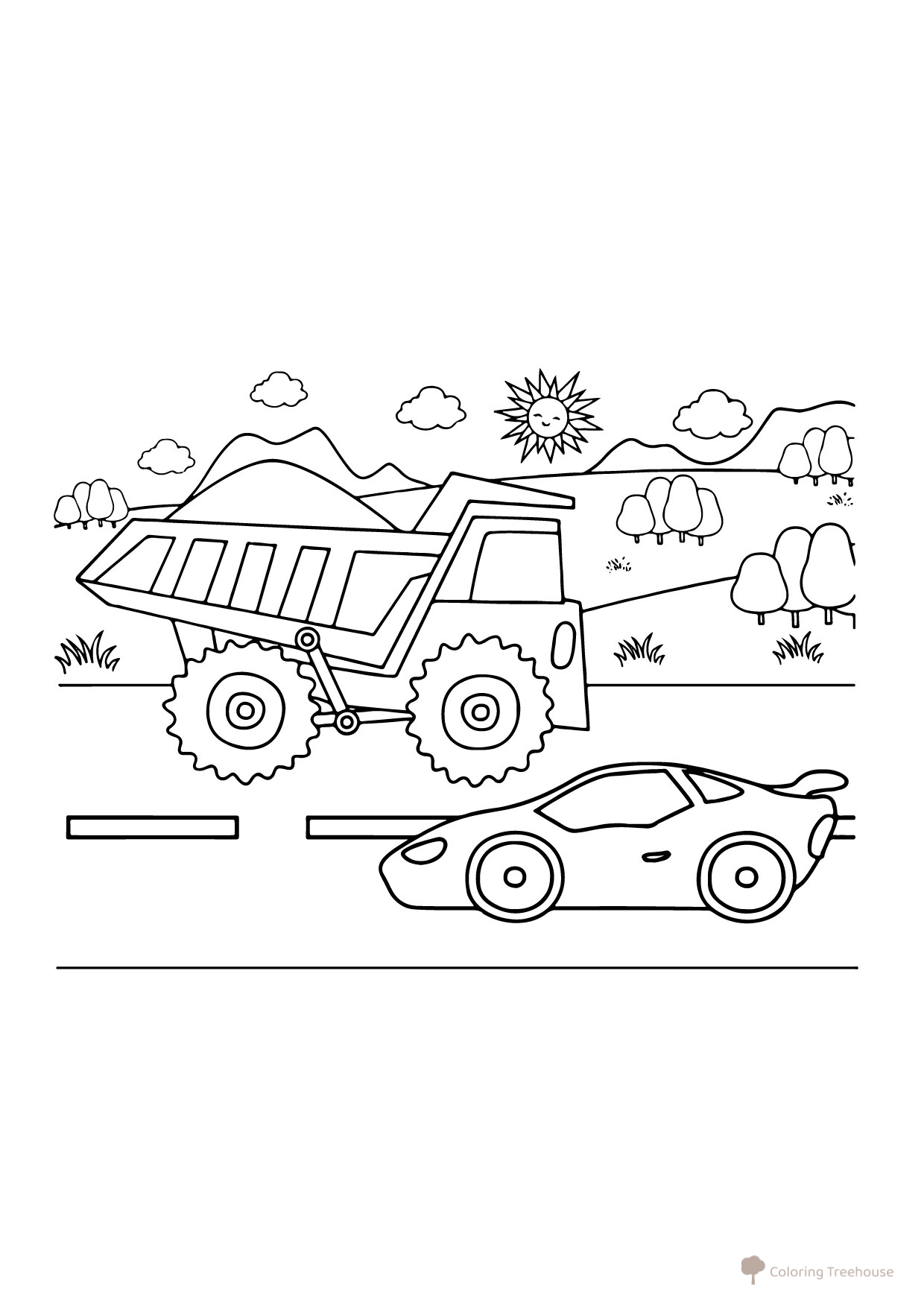 Página para colorear: Coches del Tractor Azul dibujo para colorear gratis de Páginas para colorear de Tractor Azul
