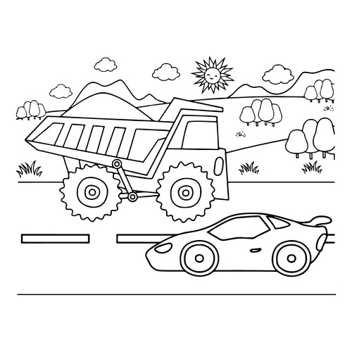 Página para colorear: Coches del Tractor Azul dibujo para colorear gratis de Páginas para colorear de Tractor Azul