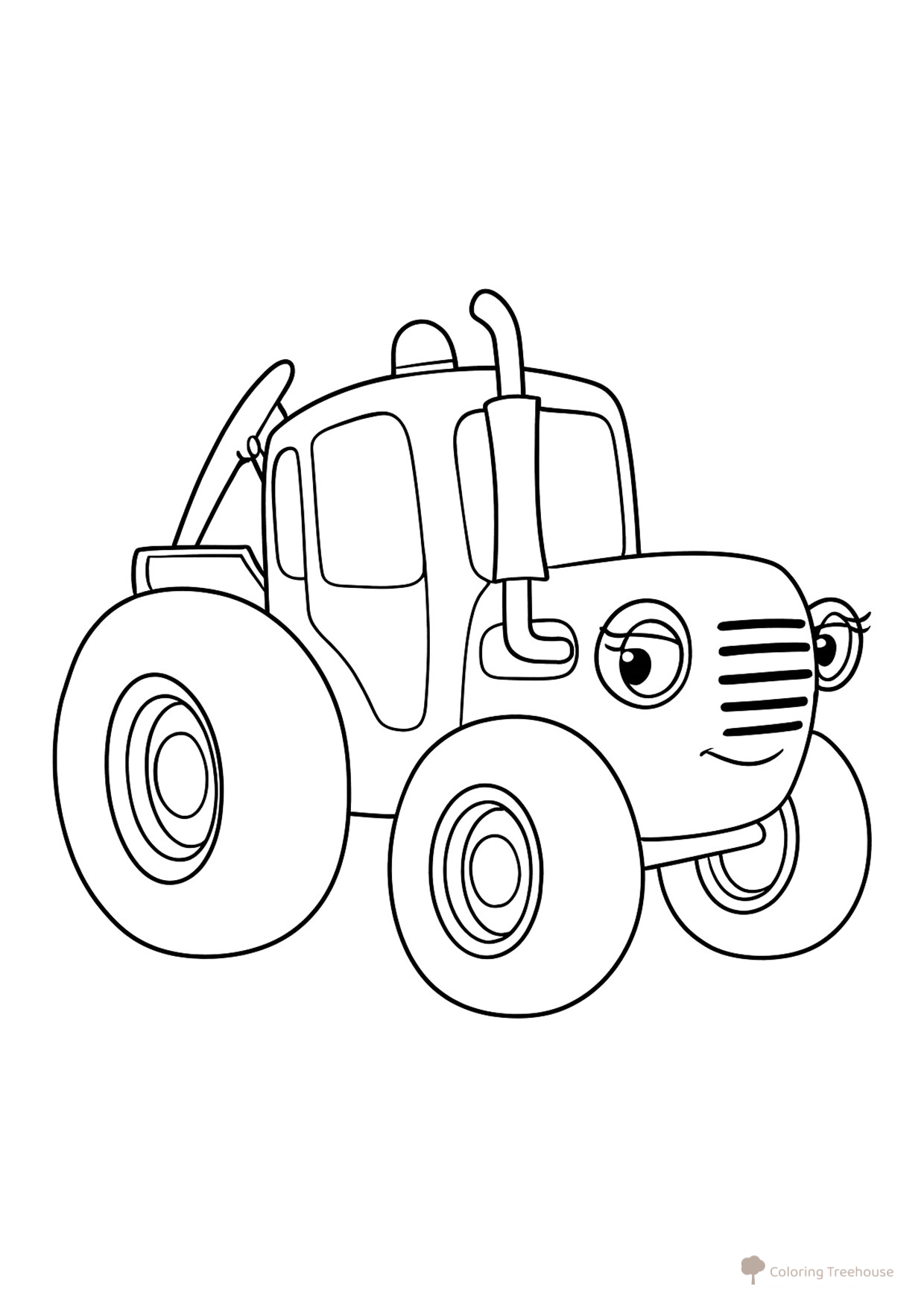 Página para colorear «Tractor rosa Mila» dibujo para colorear gratis de Páginas para colorear de Tractor Azul