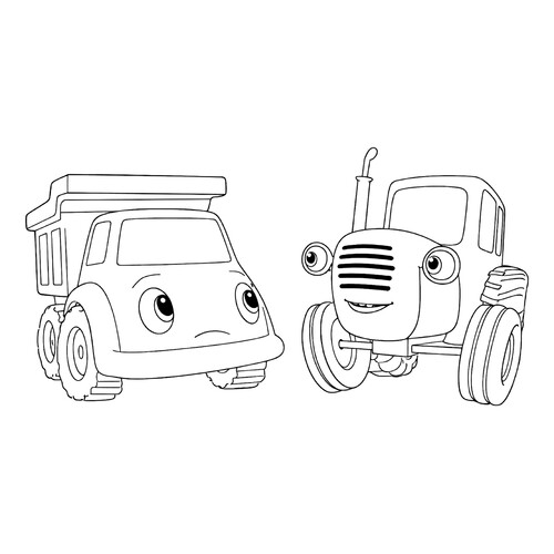 Blue Tractor and Truck Coloring Page free printable Blue Tractor Coloring Pages coloring page