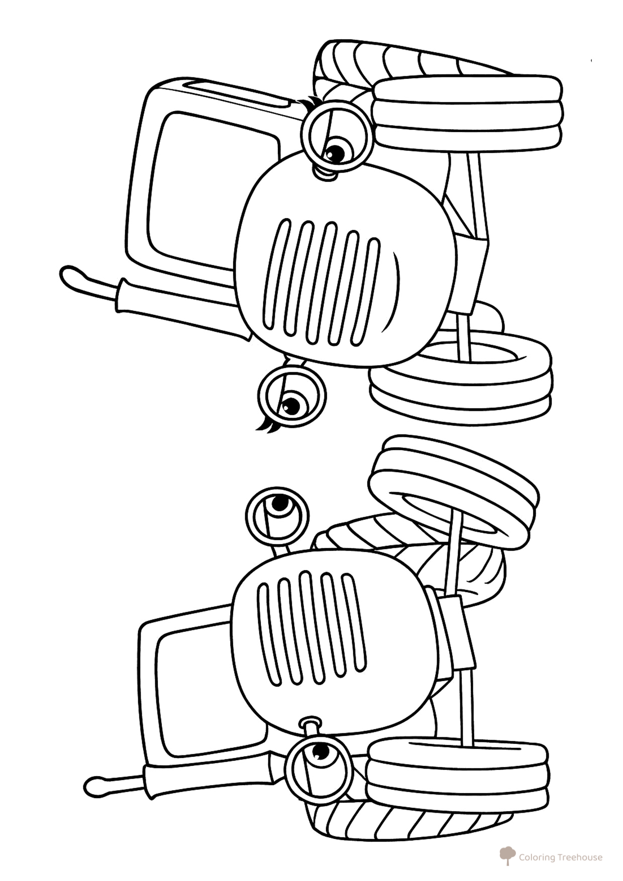 Tractor Gosha and Mila Coloring Page free printable Blue Tractor Coloring Pages coloring page