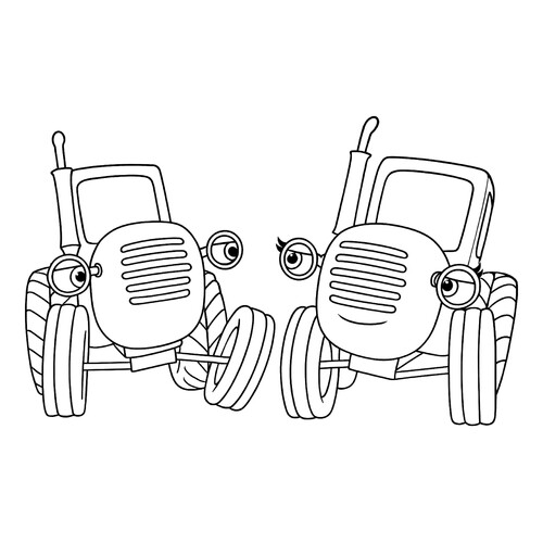 Tractor Gosha and Mila Coloring Page free printable Blue Tractor Coloring Pages coloring page