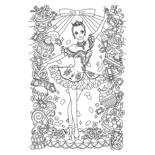 Ballet Dancer Anti-Stress Coloring Page free printable Ballerina Coloring Pages for Girls coloring page