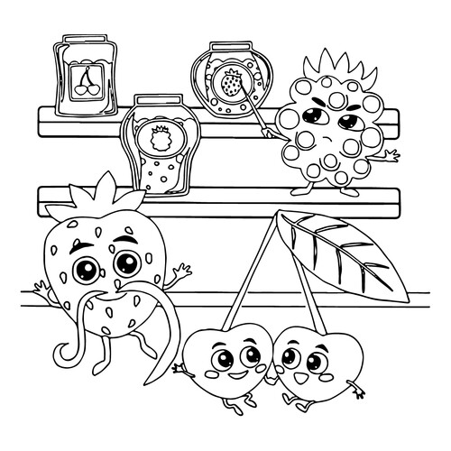 Blue Tractor Coloring Page: Berry Treats (Yagodki-Vkusnyashki) free printable Blue Tractor Coloring Pages coloring page