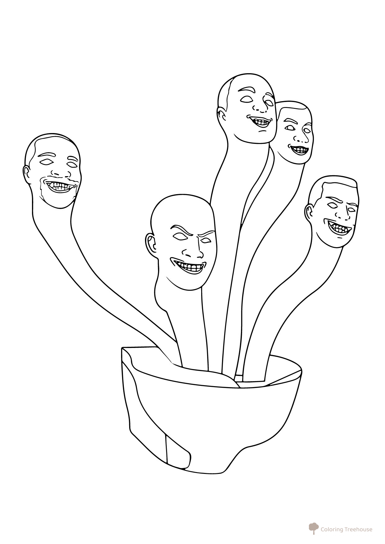 Five-Headed Skibidi Toilet Coloring Page free printable Skibidi Toilet Coloring Pages coloring page