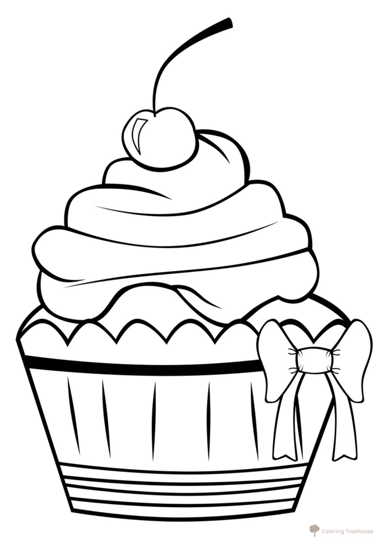 Página para colorear: Pastelito con cereza dibujo para colorear gratis de Colorear dulces