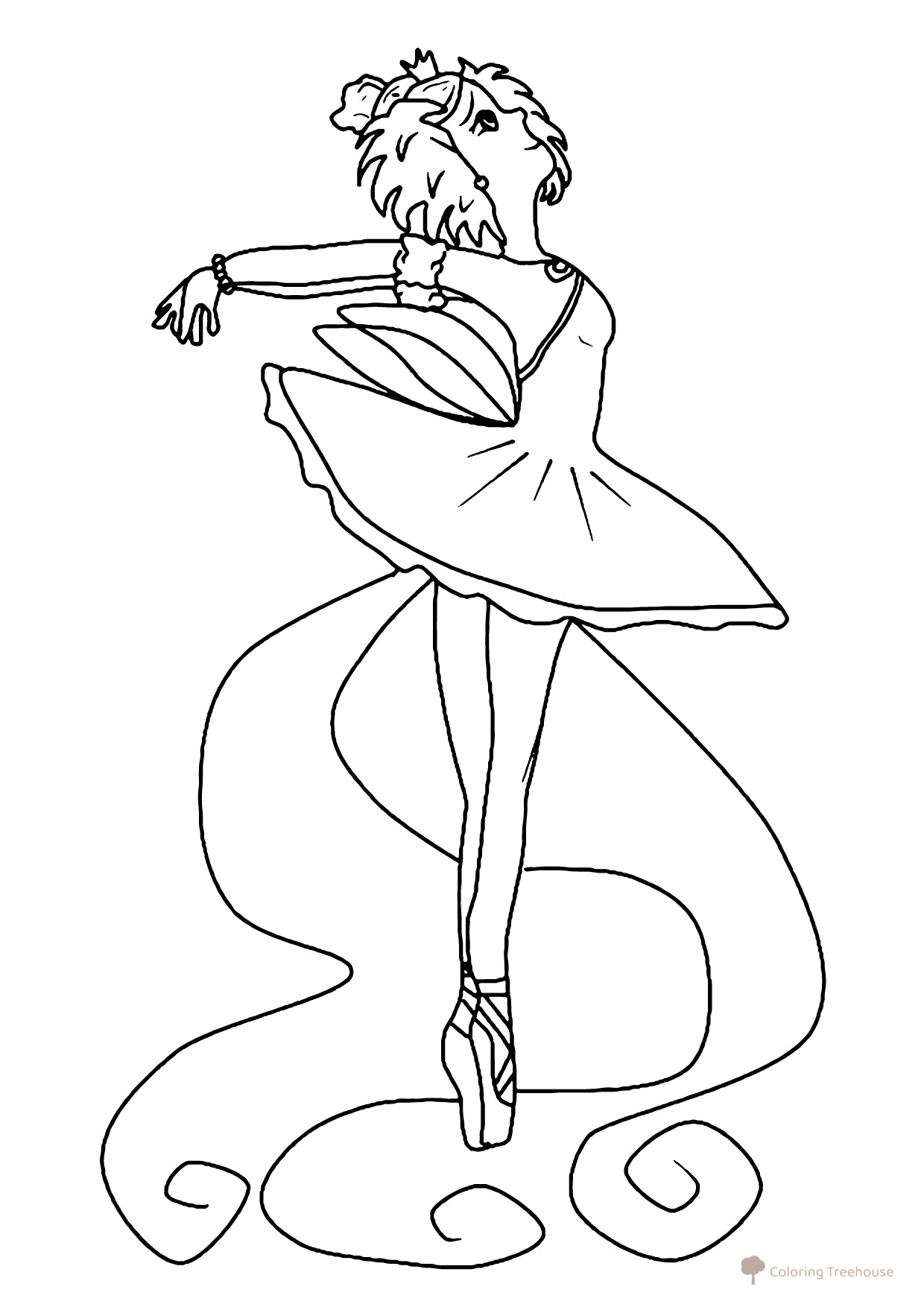 Bailarina anime - página para colorear dibujo para colorear gratis de Ballerina Coloring Pages for Girls