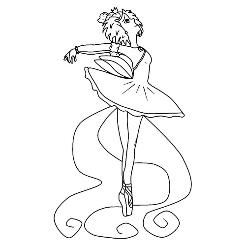 Bailarina anime - página para colorear dibujo para colorear gratis de Ballerina Coloring Pages for Girls