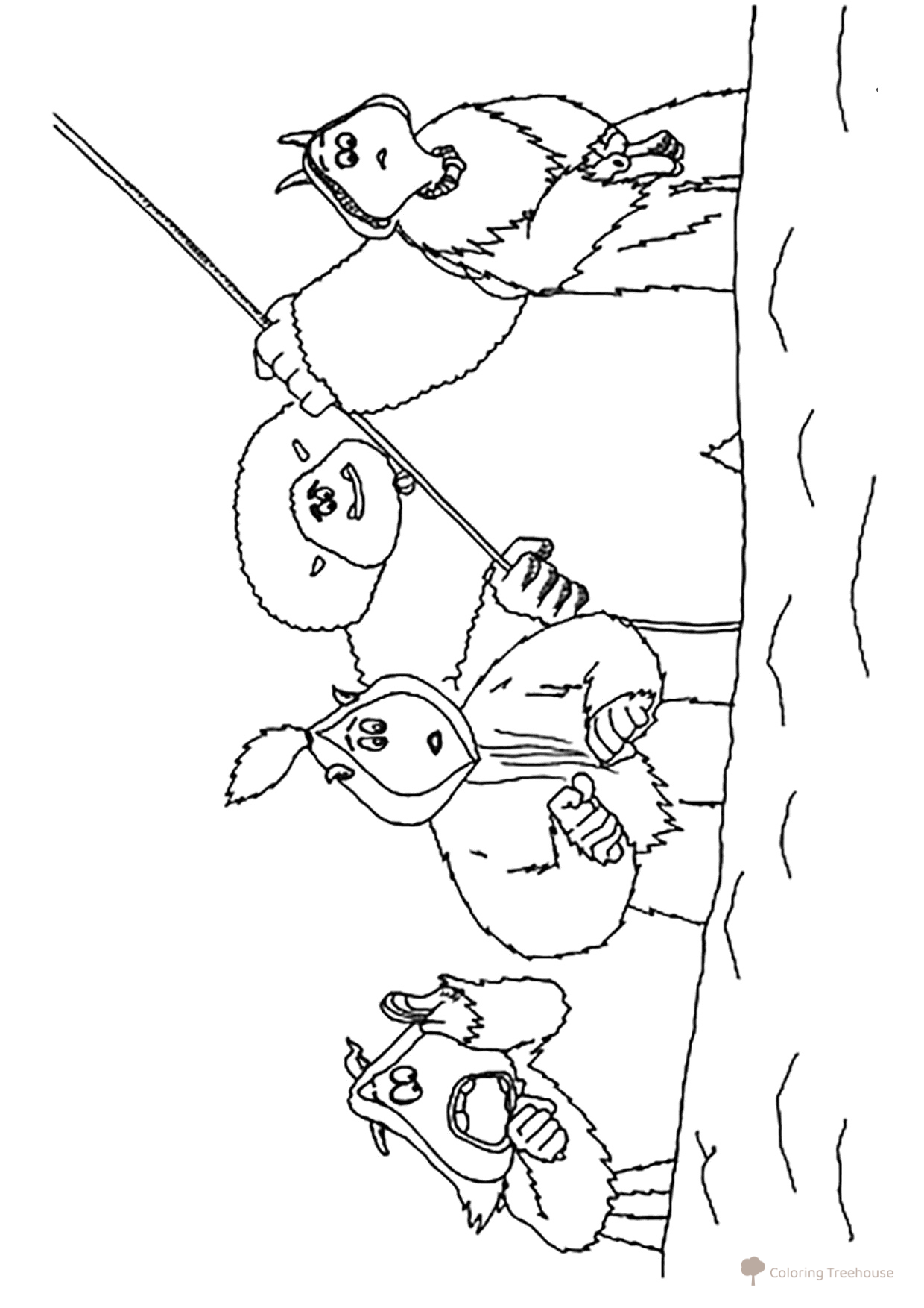 Página para colorear: Michi, Gwangi, Kolka y Flim dibujo para colorear gratis de Páginas para colorear de Smallfoot